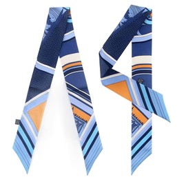 COtheSumay 100% Mulberry Silk Scarf for Handbags,Bags, and Purses,2 Pcs 2"x35" Hair Ribbon Skinny Neck Scarves for Women