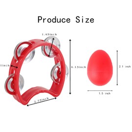EASTROCK Tambourine with 4 Bells Tambourine and Plastic Egg Shakers Percussion Musical Noise Makers Musical Rhythm Instrument Hand Percussion for Music Parties