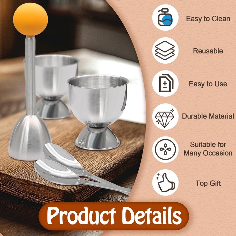 vibedor Egg Cups & Topper Set of 5, 1 Stainless