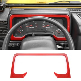 Jimen Compatible with Jeep Wrangler TJ 1997-2006 Dash Trim Instrument Panel Dashboard Cover (Red)