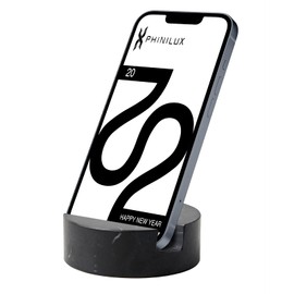 PHINILUX Luxury Marble Cell Marble Phone Stand, Phone Holder for Cellphone Tablet On Office Desk, Kitchen, Countertop, Nightstand, Round, Black Marquina