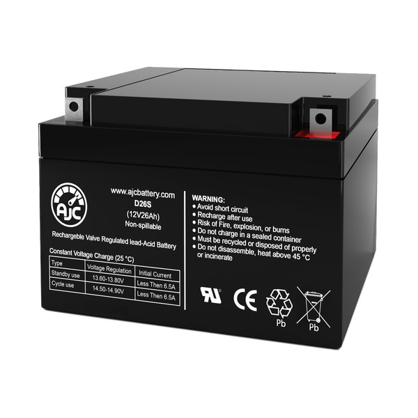 AJC Battery Compatible with Mighty Max ML26-12 12V 26Ah Sealed Lead Acid Battery