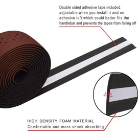 TOPCABIN Bicycle Handlebar Tapes, 2 Rolls, Comfortable Handlebar Tape for City Bike, Road Bike, Handlebar Tape with Bar Plugs (PU (Dark Brown))
