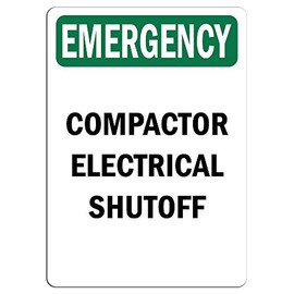 Emergency Sign - Compactor Electrical Shutoff | Label Decal Sticker Retail Store Sign Sticks to Any Surface 8"