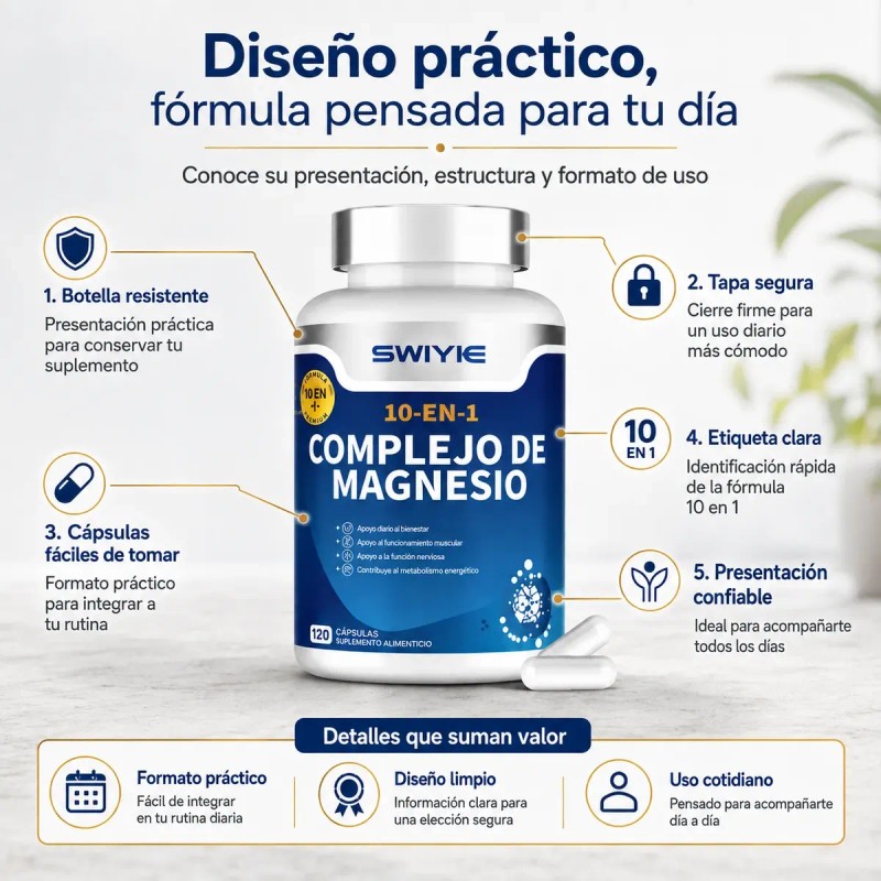 Swiyie Magnesio Complex Uso Diario Bienestar Para Adultos