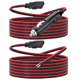 CB Radio Power Cord, 3 Pin 2 Wire Cable with Stripped Ends & 12V Lighter Plug Compatible with Cobra Galaxy Stryker Midland Uniden Connex Victrola, 15A Fused Heavy Duty 16AWG Copper for CB Ham Radio