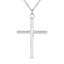 Bling Jewelry Minimalist Simple Small Dainty Religious Jewellery Set with Cross Necklace Pendant and Stud Earrings for Women and Teenagers 925 Sterling Silver, Sterling Silver, No Gemstone