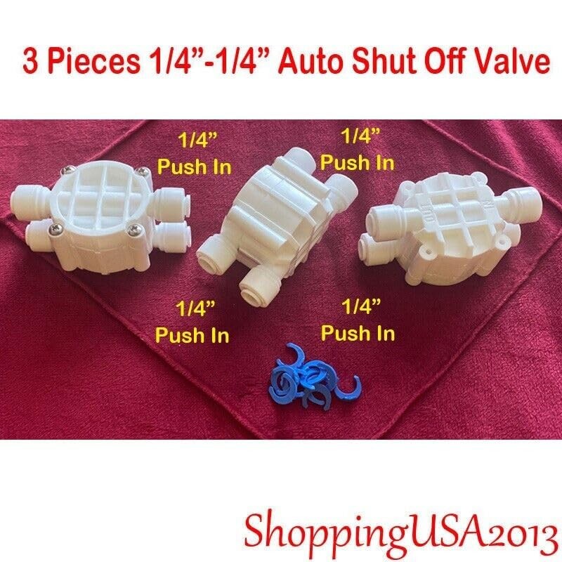 3 Pcs Auto Shut Off Valve 1/4-1/4 Quick Connect Push