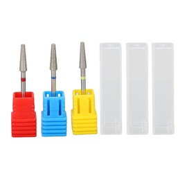 Nail Drill Bits, 3pcs Professional Russian Style Manicure Pedicure Remover Tools, Front Replaceable Grinding Head, Nail Bits Kit for Nail Polishing and Removal