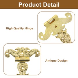 Unlorspy 4Pcs Antique Gold Medieval Door Hinges, 4.45" x 2.72"