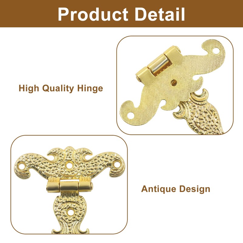 Unlorspy 4Pcs Antique Gold Medieval Door Hinges, 4.45" x 2.72"