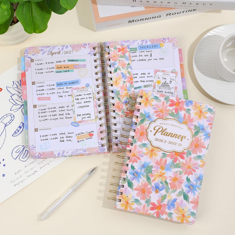 Planner 2026-2027, Floral 18 Months Academic Daily Weekly Monthly Planner