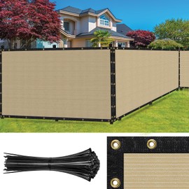 SEALTECH Ultra Heavy Duty 200 GSM Privacy Fence Screen – Non-Recycled Polyethylene Mesh Shade Net with Bindings & Rustproof Grommets - 90% + Blockage Includes Cable Zip Ties. (Beige 4'X100')