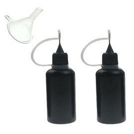 Audio Fan Liquid Bottle Needle Bottle with Needle Translucent Storage Compartment Container for DIY Experiment Container Translucent Black 20ml 2 Bottles + 1 Funnel