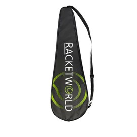 Racketworld Badminton and Squash Racket Cover, Black with Green Accent, Adjustable Shoulder Strap