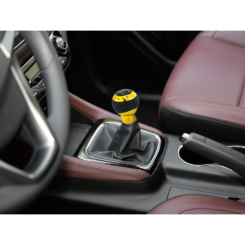 Thruifo 5 Speed Gear Shifter Knob, Leather & Aluminum Automatic