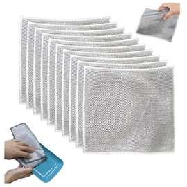 Wire Dishwashing Rag, 10 Pcs 2025 New Multipurpose Wire Dishwashing Rags for Wet and Dry Reusable Premium Metal Scrubbing Pads Sponge Cooktop Wire Dishcloth Clean Cloths for Home Kitchen