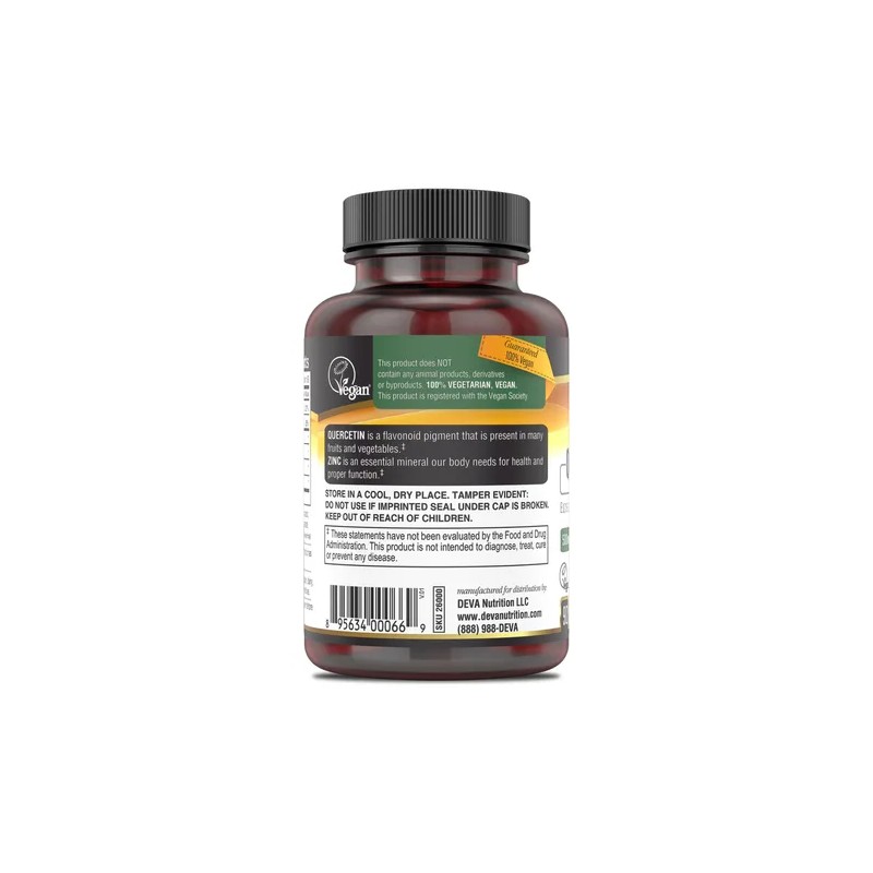 Deva Quercetina Vegana 500 Mg Zinc 25 Mg 90 Tabletas