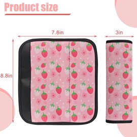 Zpana Car Seat Belt Cover, Strawberry Print Soft Breathable Vehicle Seatbelt Shoulder Strap Protector, Comfortable Protect Neck Shoulder Harness Cushion Pad, Universal for SUV RV Truck