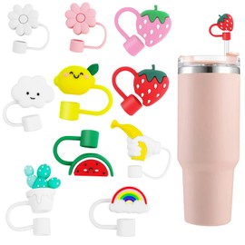 Prebarfun 10 Stück Cup Strohhalm Abdeckung, 10mm Silikon Tiere Stroh Abdeckung, Niedlich Cup Zubehör, Wiederverwendbare Silikonstrohhalmspitzen, Cup Accessorie für 0.4 inch/10mm Strohhalme