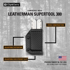 Clip & Carry Kydex Multitool Sheath for Leatherman Supertool 300 - Everyday Carry Holder Holster - Made in USA - Diamond Plate (Multi-Tool not Included)