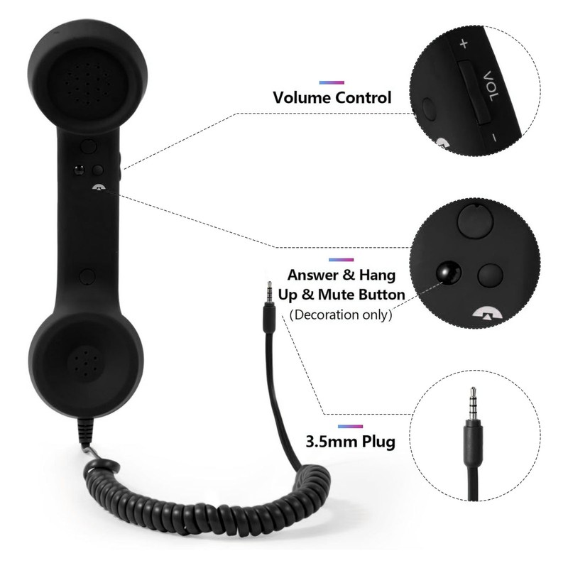 Cell Phone Handset USB C Radiation Proof Vintage Phone Handset