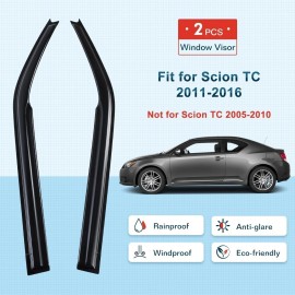 GEARZAAR For 2011-2016 Scion TC Coupe 2-Door JDM Window Visors Vent Rain Guards Deflector