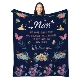 LIN KANG Nan Gifts from Grandchildren,Gifts Flannel Blanket, Nan Birthday Gifts, Nan Gift Flower Blanket, Gifts for Nan Grandma on Mothers Day, Soft Throw Blanket 50x60in