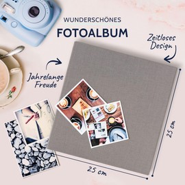 Goldbuch Summertime Trend 2 24606 Photo Album with 60 White Pages with Pargamine Dividers, Memory Album with Linen Cover, Photo Album for Gluing, Grey, 25 x 25 x 4 cm