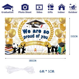 EULAPGOE Large We Are So Proud of You Banner for Graduation Decoration, Graduation Background, Fabric Banner Passed Exam Decoration Photo Prop Congratulations for Bachelor Master Doctor