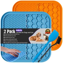 Kabetig Dog Licking Mat XLarge (Blue&Orange) with Scraper&Brush