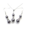 Stainless steel necklace and earrings set with black and chrome