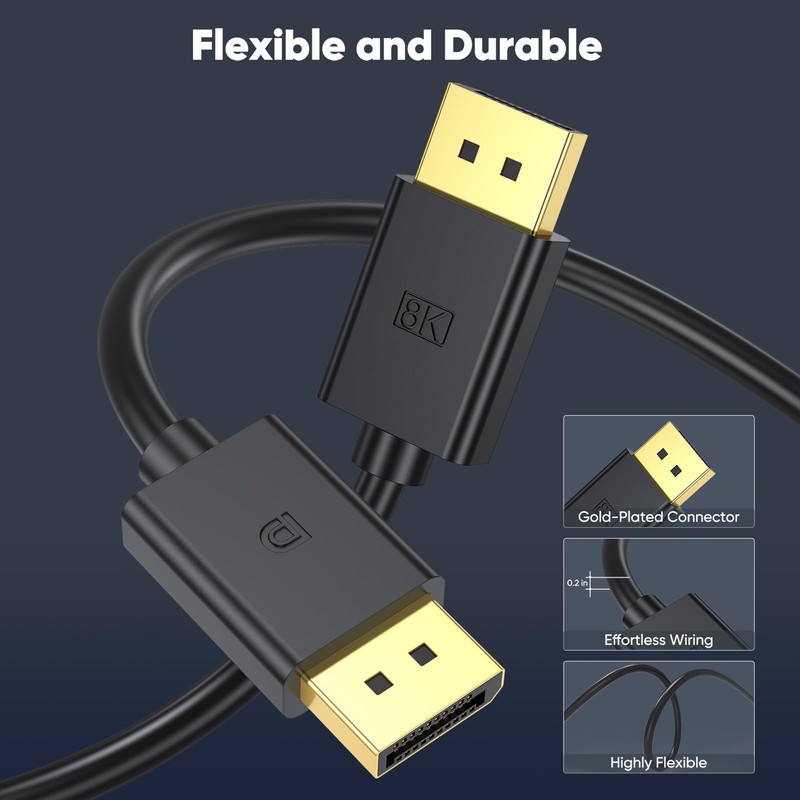 DisplayPort 1.4 Cable 10-Pack, 8K Display Port Cable 6FT, 32.4Gbps