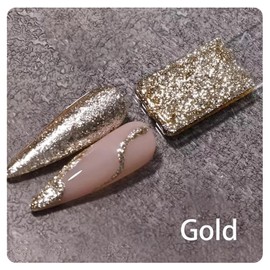 YHGIJ Nail Art Polish 8ml Gel Liner Nail Polish, Gold Glitter Gel Nail Polish Sparkle Colors French Gel Polish UV Gel Paint Build in Thin Brush for Women Nails Design Lovers (Gold)