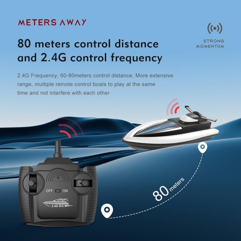 Waterproof 2.4G Kids Remote Control Speedboat 4 Channels High Speed