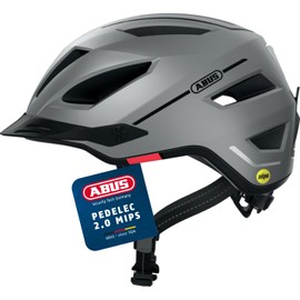 ABUS Pedelec 2.0 MIPS City Cycling Helmet with Rear Light, Umbrella, Rain Cover and MIPS Impact Protection, for Men and Women, Matte Silver, Size M