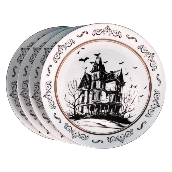 10 Strawberry St. HALLOWEEN HAUNTED HOUSE Appetizer Plates 6.25in Set
