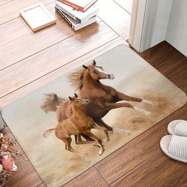 Bath Mats for Bathroom,Horse Running in Desert Storm,Door Mat Absorbent Bath Rug Non-Slip Floor Rug Carpets Western Bathroom Rugs Indoor Doormat Entryway Washable Area Rugs for Kitchen Laundry Bedroom