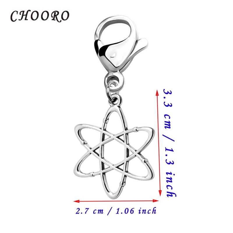 CHOORO Atom Pendant Zipper Pull Atheist Symbol Jewelry Scientific Jewelry