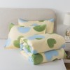 Caressma Heart Print King Size Comforter Set, Green and Yellow