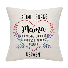 Bommex Keine Sorge, Mama. Ich Werde Dich für den Rest Deines Lebens Nerven Funny Gift Cushion Cover for Mum Mother from Daughter Son Mum Birthday Mother's Day (Mum)