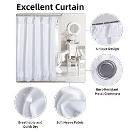 YOSTEV White Ruffle Shower Curtain Farmhouse Fabric Cloth Shower Curtains for Bathroom,Long Size 72x84 Inches