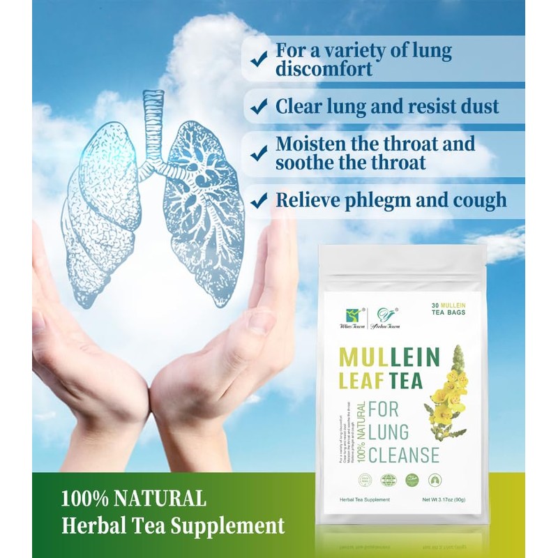 Mullein Tea Bags for Cleanse, Respiratory Support and Mucous Membranes,