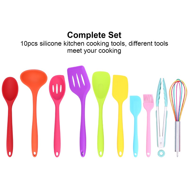 10Pcs set Silicone Kitchen Utensils Kitchenware Non Stick Spatula Spoon