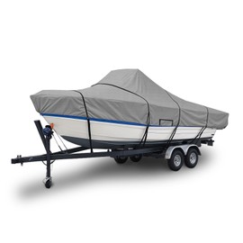 Seal Skin Covers Universal Boat Cover Fits 22'-24'Long Beam Width up to 116" V-Hull runabout Boat Outboard and I/O, Trailerable 600D Marine Grade Waterproof with Boat Cover Straps, Gray