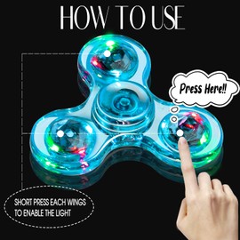 FIGROL 3 Pack LED Light Up Fidget Spinners - Christmas Gifts & Stocking Stuffers. Crystal Finger Toy for Stress Relief, Gifts for Kids & Teens.