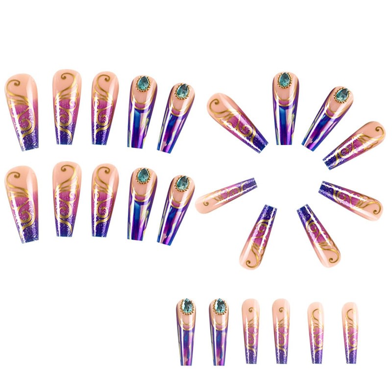 24Pcs French Tip Press on Nails Long Coffin Fake Nails