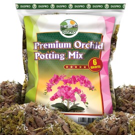 Duspro DUSPRO 6QT Orchid Potting Mix for Repotting with Moss Pine Bark Mulch Perlite Stone & Coco Peat Natural Ingredients, Orchid Bark Potting Mix, Orchid Repotting Kit Drainage Indoor Potting Medium Great