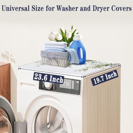 Plant Washing Machine Dust Cover Pad, Sage Leaf Non-slip Washer and Dryer Covers for The Top, Protector Mat for Washer Dryer Home Decor, 23.6" x 19.7"