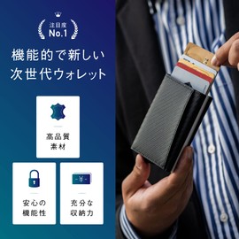 Mura Men's Trifold Mini Wallet Skimming Prevention Wallet Genuine Leather Coin Purse, navy